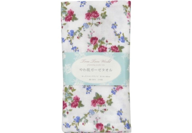 【メール便可】　やわ肌ガーゼフェイスタオル　ナタリア　日本製　【薔薇雑貨　タオル　バス　トイレ　ランドリー　ハンドタオル　贈り物】