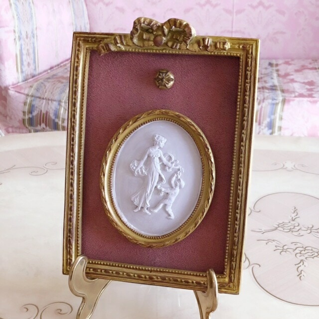 クラシック壁掛け　【薔薇雑貨　インテリア雑貨　額　ローズ　ロココ　天使　エンジェル　カメオ】
