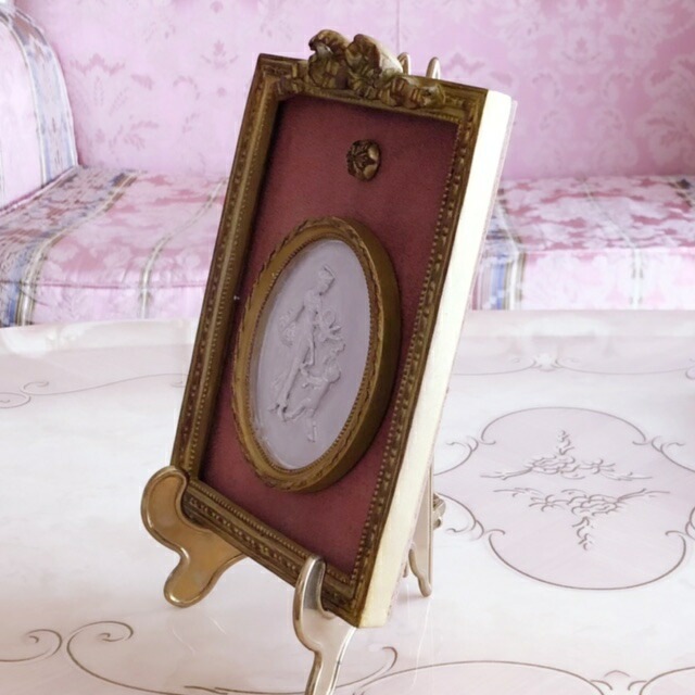 クラシック壁掛け　【薔薇雑貨　インテリア雑貨　額　ローズ　ロココ　天使　エンジェル　カメオ】