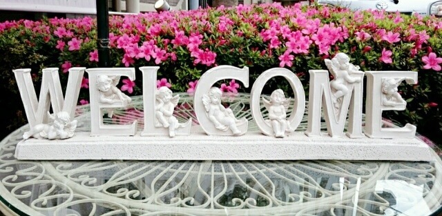 天使のウェルカム ガーデニングレジン 【薔薇雑貨 天使雑貨 天使 プリンセス ロココ 置物 エクステリア お祝い プレゼント 玄関】