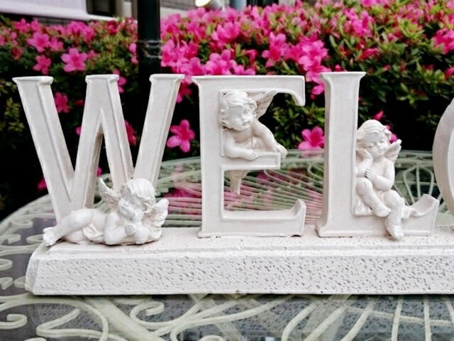 天使のウェルカム ガーデニングレジン 【薔薇雑貨 天使雑貨 天使 プリンセス ロココ 置物 エクステリア お祝い プレゼント 玄関】
