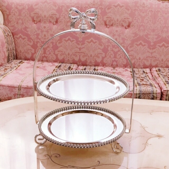 2段リボンアクセサリースタンド 楽天市場】シルバーリボン ディスプレイスタンド 2段ディスプレイ