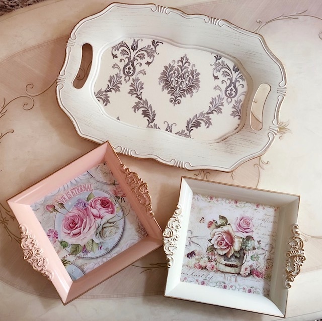 スクエアトレー ホワイト 【薔薇雑貨 ローズ雑貨 シャビーシック