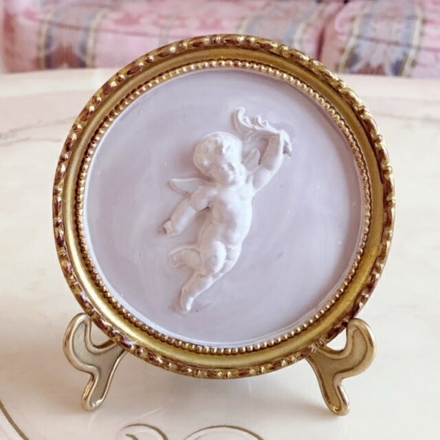 クラシック壁掛け　ラウンドＡ　【薔薇雑貨　インテリア雑貨　額　ローズ　ロココ　天使　エンジェル　カメオ】