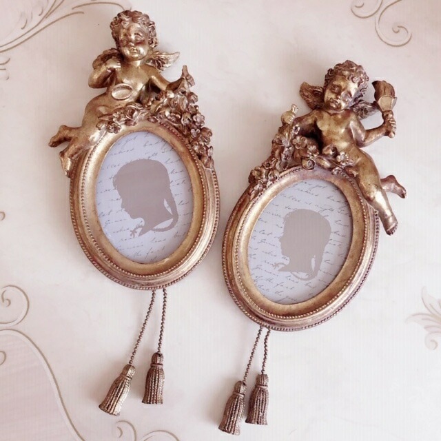 クラシックエンジェルフォトフレーム　【薔薇雑貨　インテリア雑貨　額　ロココ　天使　エンジェル　写真立て】