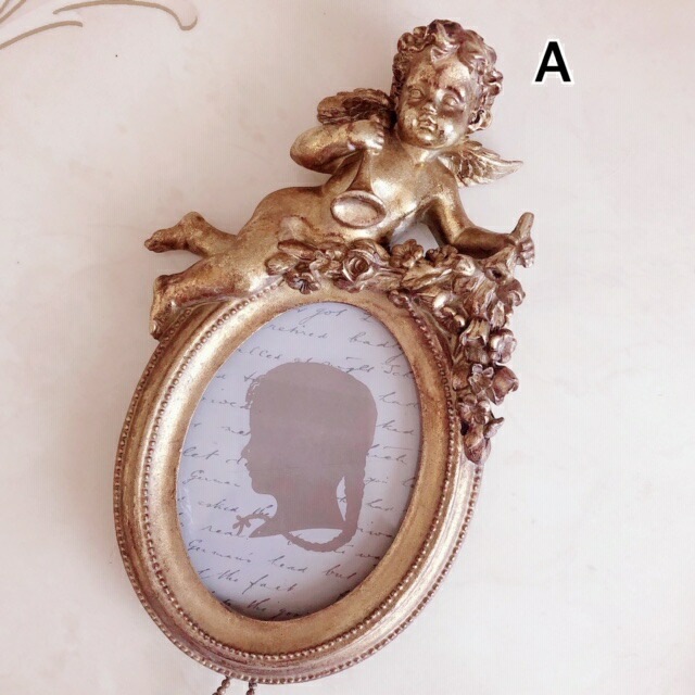 クラシックエンジェルフォトフレーム　【薔薇雑貨　インテリア雑貨　額　ロココ　天使　エンジェル　写真立て】
