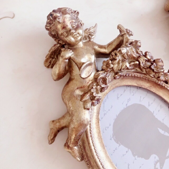 クラシックエンジェルフォトフレーム　【薔薇雑貨　インテリア雑貨　額　ロココ　天使　エンジェル　写真立て】