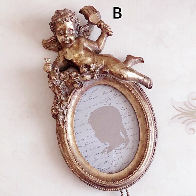 クラシックエンジェルフォトフレーム　【薔薇雑貨　インテリア雑貨　額　ロココ　天使　エンジェル　写真立て】