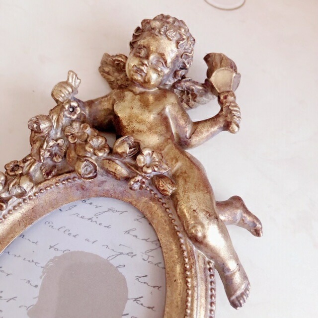 クラシックエンジェルフォトフレーム　【薔薇雑貨　インテリア雑貨　額　ロココ　天使　エンジェル　写真立て】