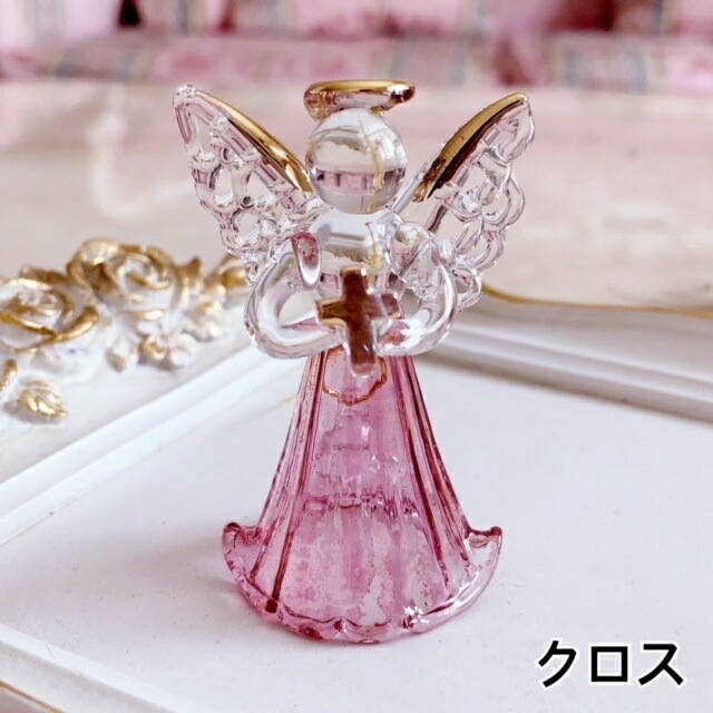 エンゼルベル 【薔薇雑貨 天使 エンジェル ガラス細工 置物