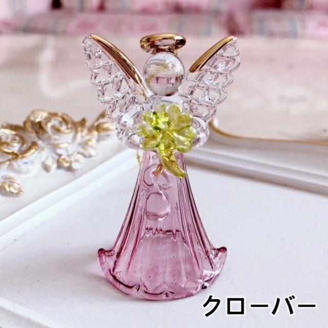 エンゼルベル 【薔薇雑貨 天使 エンジェル ガラス細工 置物 クリスマス