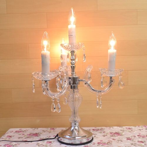 キャンドルランプ４灯　【薔薇雑貨　ローズ雑貨　姫系雑貨　プリンセス　シャンデリア　タッチセンサー　贈り物　ライト　照明】