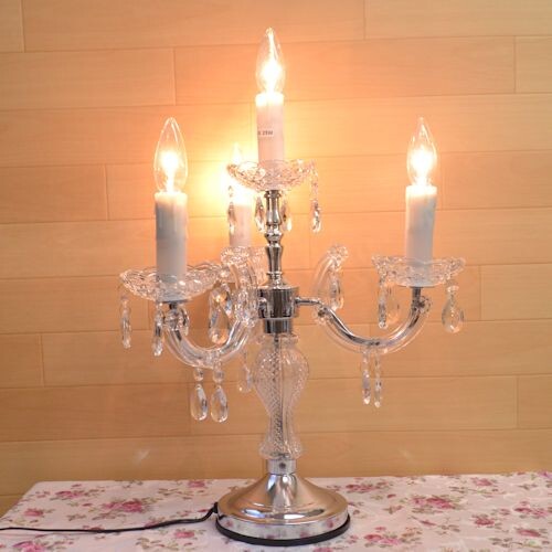 キャンドルランプ４灯　【薔薇雑貨　ローズ雑貨　姫系雑貨　プリンセス　シャンデリア　タッチセンサー　贈り物　ライト　照明】