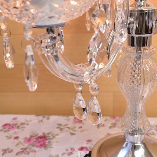 キャンドルランプ４灯　【薔薇雑貨　ローズ雑貨　姫系雑貨　プリンセス　シャンデリア　タッチセンサー　贈り物　ライト　照明】