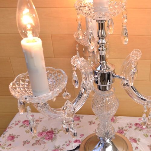 キャンドルランプ４灯　【薔薇雑貨　ローズ雑貨　姫系雑貨　プリンセス　シャンデリア　タッチセンサー　贈り物　ライト　照明】