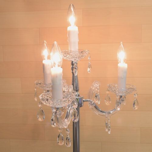 キャンドルフロアーランプ４灯　【薔薇雑貨　ローズ雑貨　姫系雑貨　プリンセス　シャンデリア　タッチセンサー　贈り物　ライト　照明】