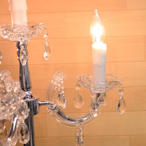 キャンドルフロアーランプ４灯　【薔薇雑貨　ローズ雑貨　姫系雑貨　プリンセス　シャンデリア　タッチセンサー　贈り物　ライト　照明】