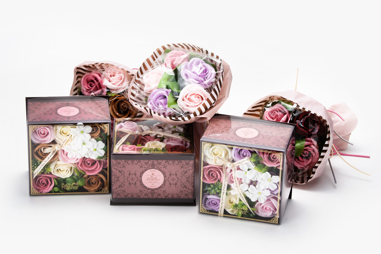 カフェ・オ・レ カラーブーケC　※専用紙袋付き　【薔薇雑貨　バスグッズ　バスペタル　フレグランス　花束　入浴剤　バブルバス　お風呂　ギフト　プレゼント】