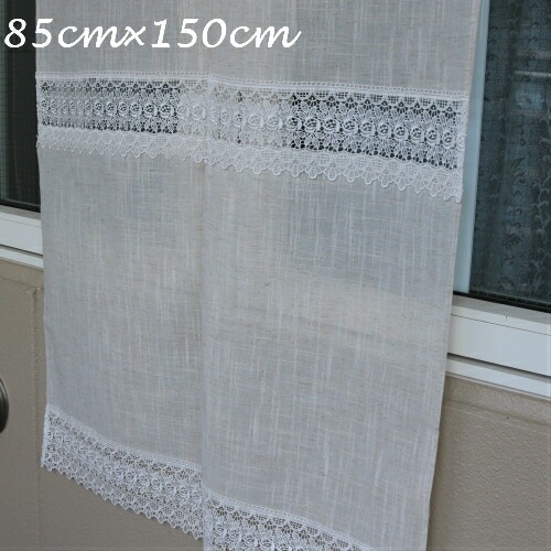 【メール便可】レースのれん（８５×１５０センチ）　【薔薇雑貨　ローズ　レース　暖簾　カーテン　カフェカーテン　クロス　目隠し　収納】