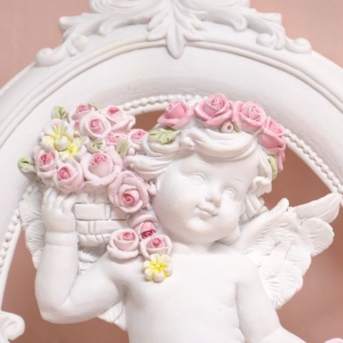 ローズエンゼル壁掛け　【天使雑貨　エンジェル雑貨　壁飾り　置き物　オブジェ　お祝い　プレゼント】