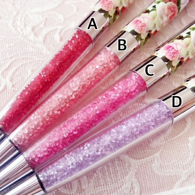 【メール便可】ローズボールペン　【薔薇雑貨　花柄　キラキラ小物　文房具　ステーショナリー　タッチペン　プレゼント　ギフト】