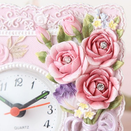 ローズクロック 【薔薇雑貨 ローズ雑貨 姫系雑貨 インテリア雑貨 置時計 置物 プリンセス ギフト 新築祝い】