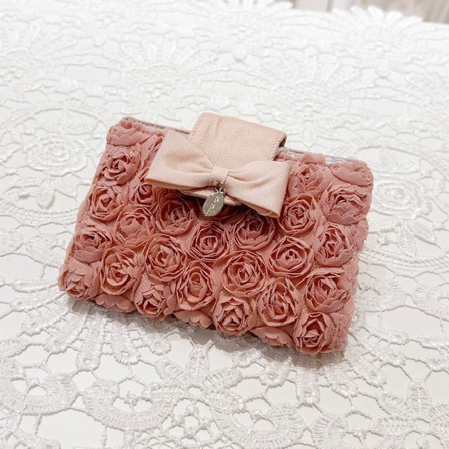 【メール便可】　ミニローズカードファイル　ピンク　【薔薇雑貨　ローズ雑貨　姫系雑貨　プリンセス　ロココ　ポーチ　ギフト】