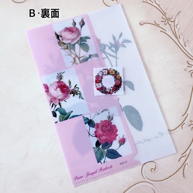 【メール便可】　日本製　ルドゥーテ　ミニクリアファイル　【薔薇雑貨　ローズ雑貨　文房具　ステーショナリー　書類整理　クリアケース】