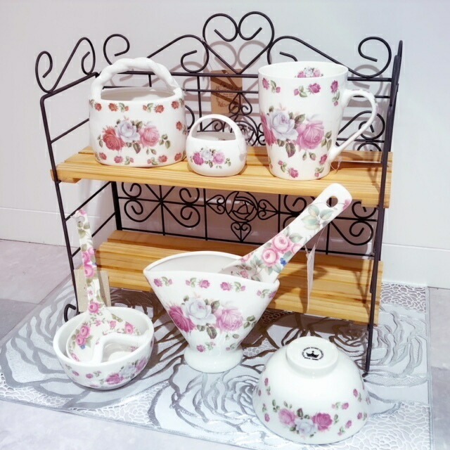 バスケット　イングランドローズ　【薔薇雑貨　ローズ雑貨　陶器　ロイヤルアーデン　小物入れ　カトラリー入れ　ボーンチャイナ】