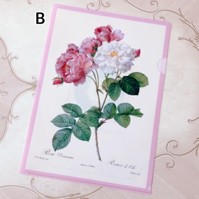 【メール便可】　日本製　ルドゥーテ　A4クリアファイル　【薔薇雑貨　ローズ雑貨　文房具　ステーショナリー　書類整理　クリアケース】