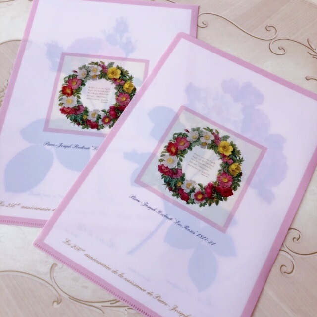 【メール便可】　日本製　ルドゥーテ　A4クリアファイル　【薔薇雑貨　ローズ雑貨　文房具　ステーショナリー　書類整理　クリアケース】