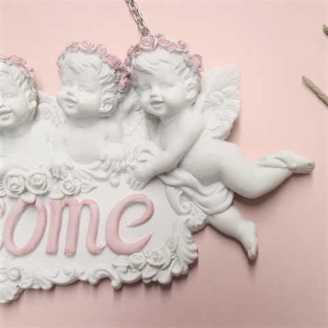 エンジェルウェルカムボード　【天使雑貨　エンジェル雑貨　エンゼル雑貨　置物　プレート　お祝い　ウェルカムボード　プレゼント】