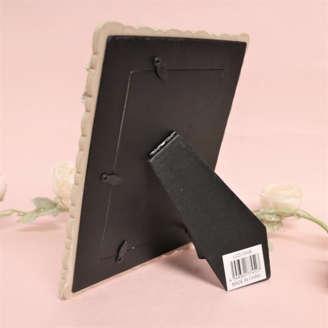 ローズフォトフレーム アイボリー 【薔薇雑貨 ローズ雑貨 姫系雑貨 プリンセス 写真立て お祝い プレゼント】