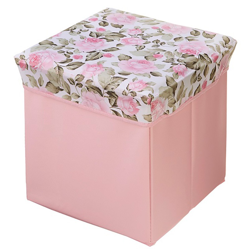 PVC収納スツール　スクエア（正方形）【薔薇雑貨　花柄　収納ボックス　おもちゃ箱　お片付け　インテリア】