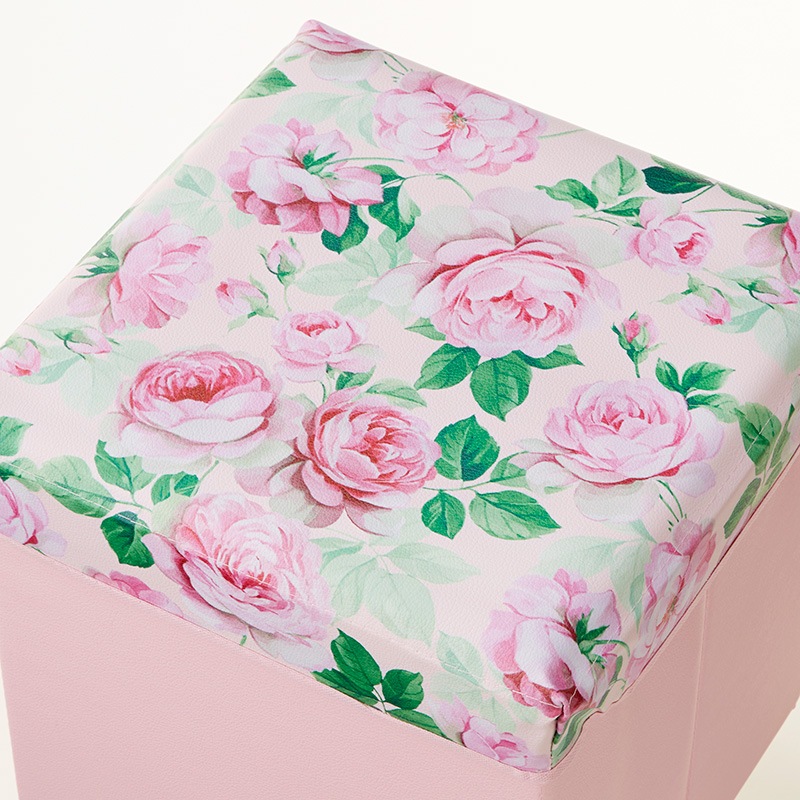 PVC収納スツール スクエア(正方形)【薔薇雑貨 花柄 収納ボックス おもちゃ箱 お片付け インテリア】