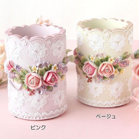 ローズスタンド　【薔薇雑貨　ローズ雑貨　姫系雑貨　インテリア雑貨　ペン立て　メイクブラシ立て　小物入れ　プリンセス】