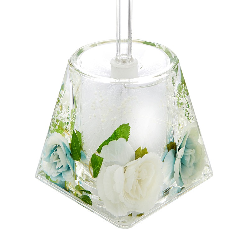 アクリルフラワー トイレブラシセット ホワイト&ブルー 【薔薇雑貨 胡蝶蘭 オーキッド サニタリーグッズ 水中花 造花 トイレタリー】