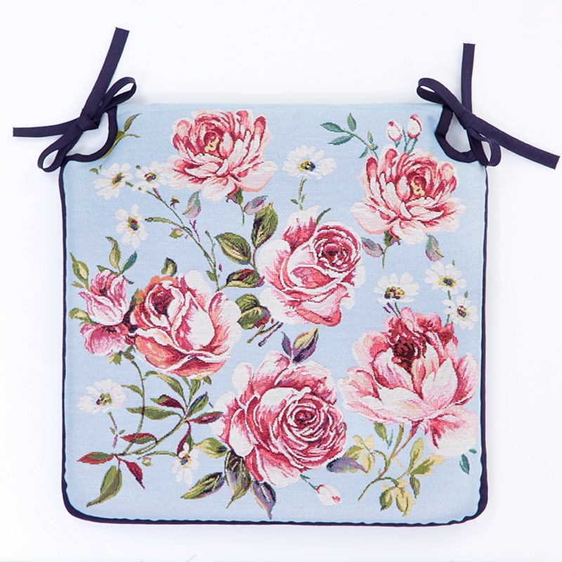 ポルトガルジャガード　シートクッション　【薔薇雑貨　ローズ雑貨　座布団　ラグ　マット　座席マット　チェアーマット　敷物　薔薇柄】