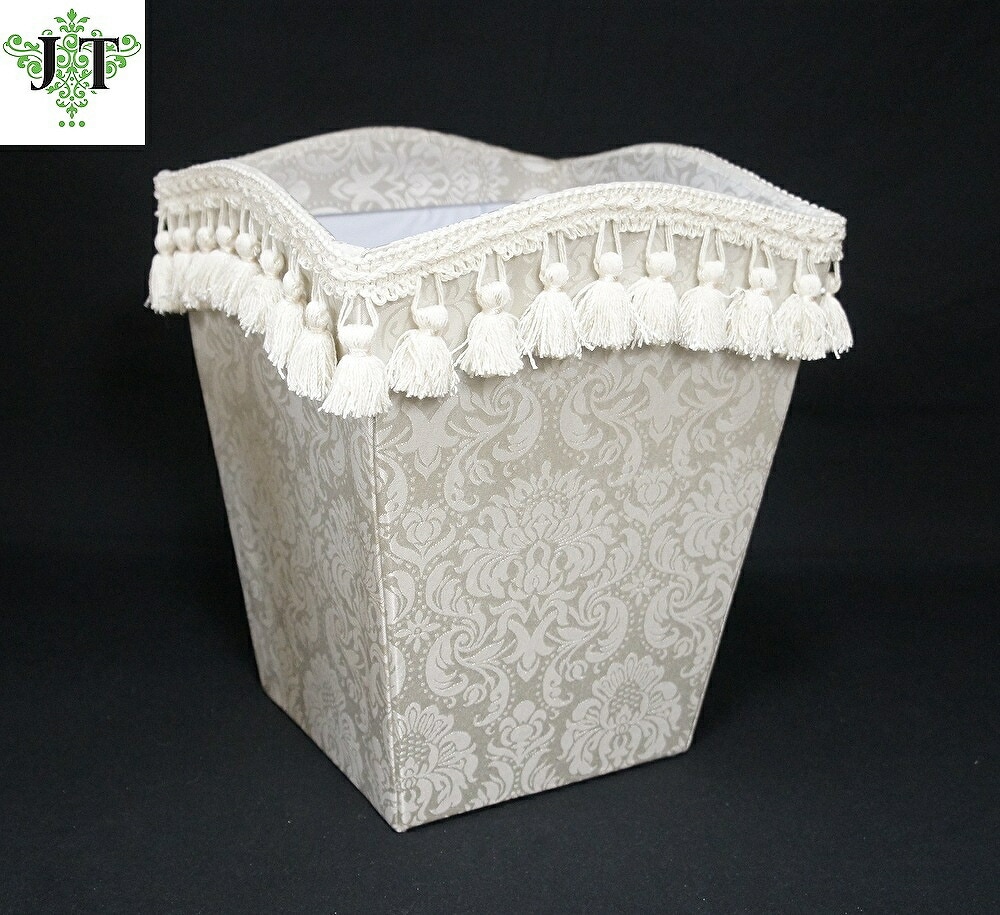 ジェニファーテイラー タッセル付きダストボックス Haruno グレー 【薔薇雑貨 収納ボックス マガジンラック スリッパラック ゴミ箱】