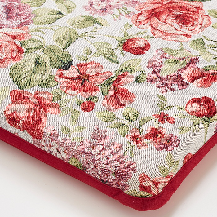 ポルトガルジャガード　シートクッション　【薔薇雑貨　ローズ雑貨　座布団　ラグ　マット　座席マット　チェアーマット　敷物　薔薇柄】