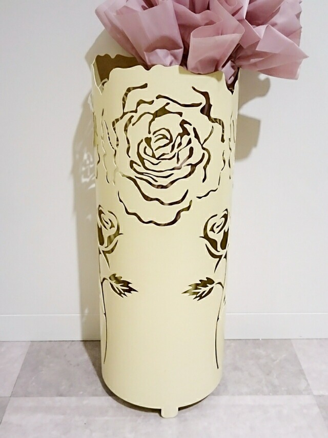 ローズアイアン傘立て　アイボリー　【薔薇雑貨　姫系雑貨　プリンセス　かさたて　インテリア雑貨　収納　ガーデン　玄関】