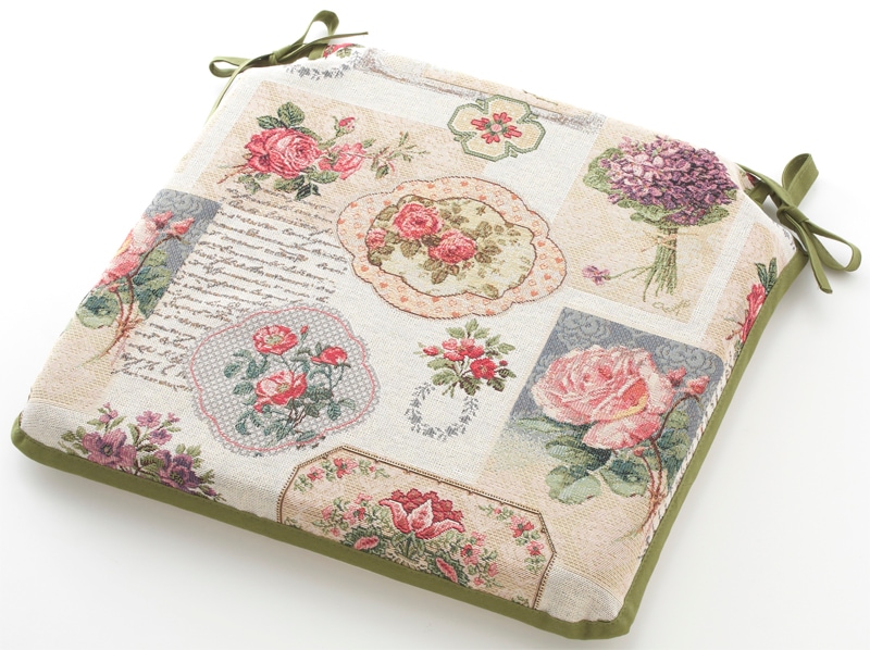 ポルトガルジャガード シートクッション 【薔薇雑貨 ローズ雑貨 座布団 ラグ マット 座席マット チェアーマット 敷物 薔薇柄】