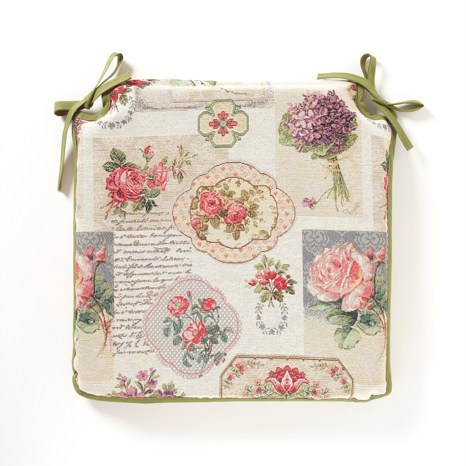 ポルトガルジャガード シートクッション 【薔薇雑貨 ローズ雑貨 座布団 ラグ マット 座席マット チェアーマット 敷物 薔薇柄】