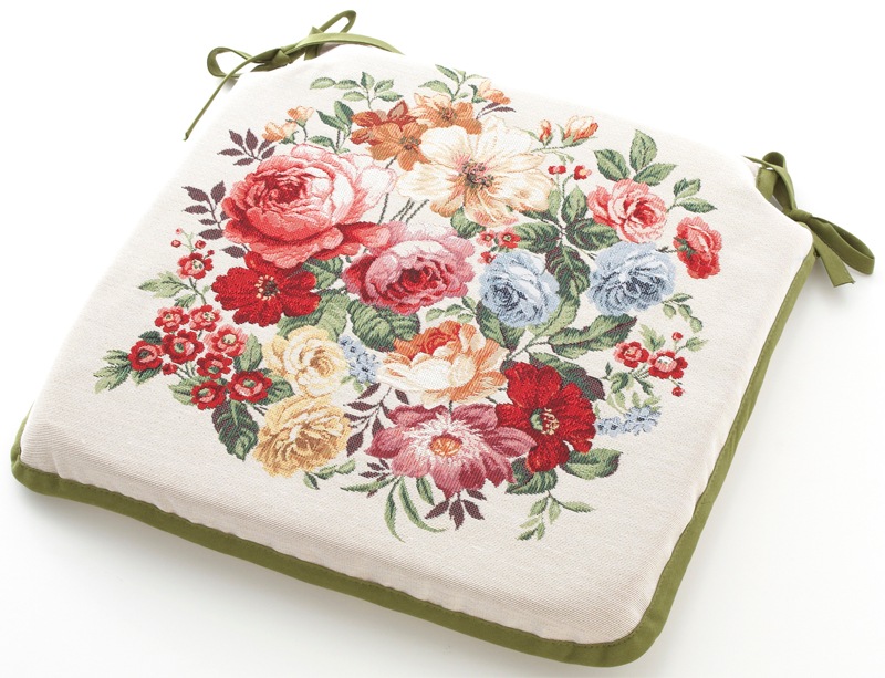 ポルトガルジャガード シートクッション 【薔薇雑貨 ローズ雑貨 座布団 ラグ マット 座席マット チェアーマット 敷物 薔薇柄】