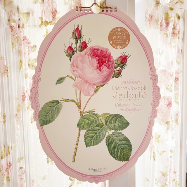 ２０２５年ルドゥーテカレンダー（オーバル型・壁掛けタイプ）　日本製　【薔薇雑貨　ローズ雑貨　文房具　手帳　スケジュール帳】