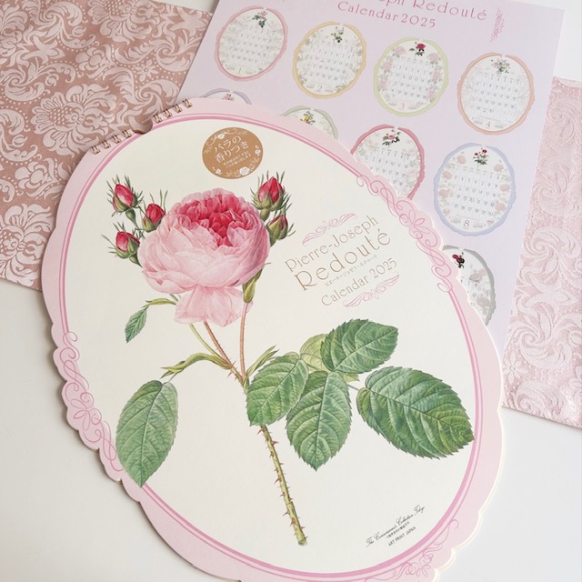 ２０２５年ルドゥーテカレンダー（オーバル型・壁掛けタイプ）　日本製　【薔薇雑貨　ローズ雑貨　文房具　手帳　スケジュール帳】
