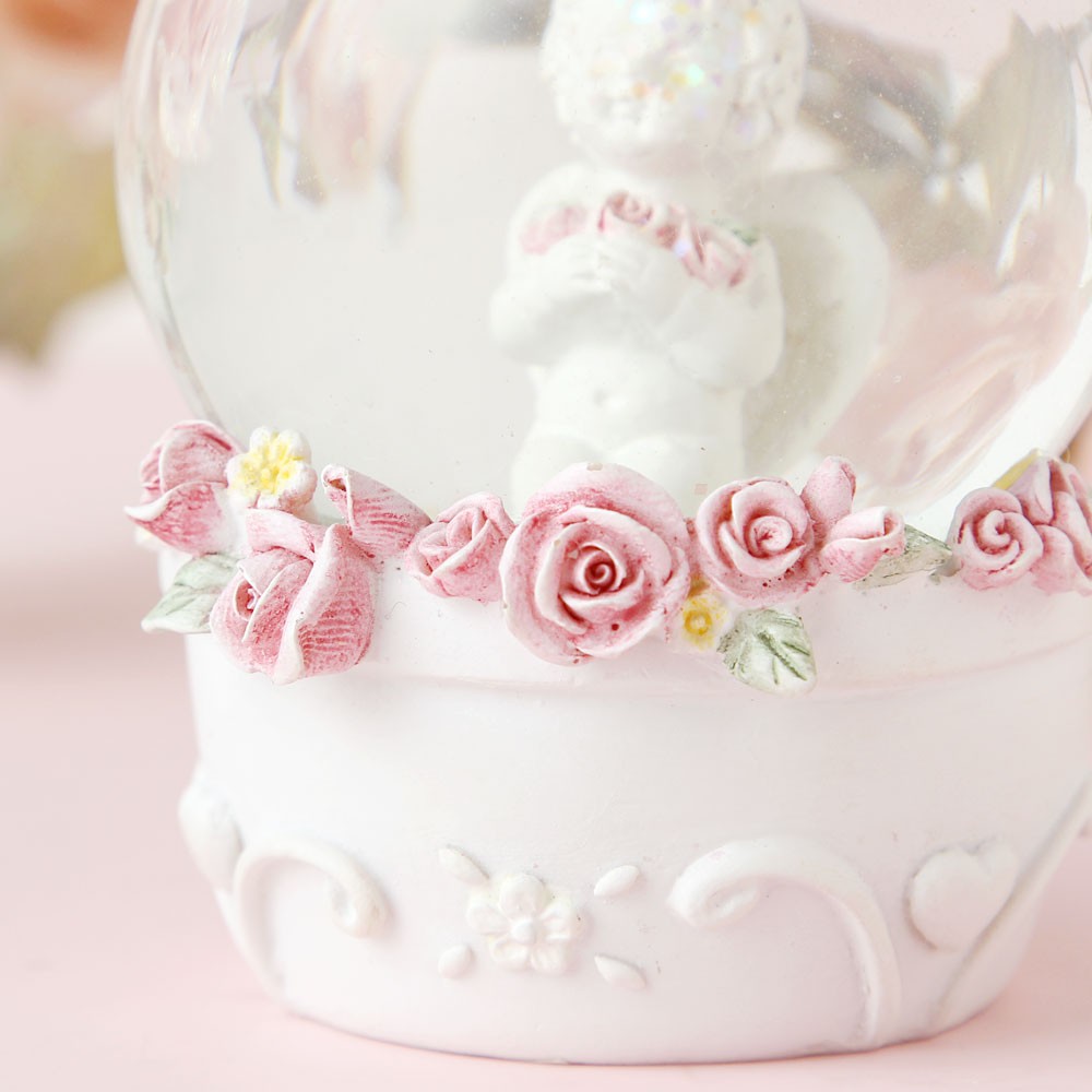 エンジェルキラキラドーム　【薔薇雑貨　ローズ　エンゼル　天使　フェアリー　スノードーム　インテリア　オブジェ　置き物　ギフト　プレゼント　お祝い】