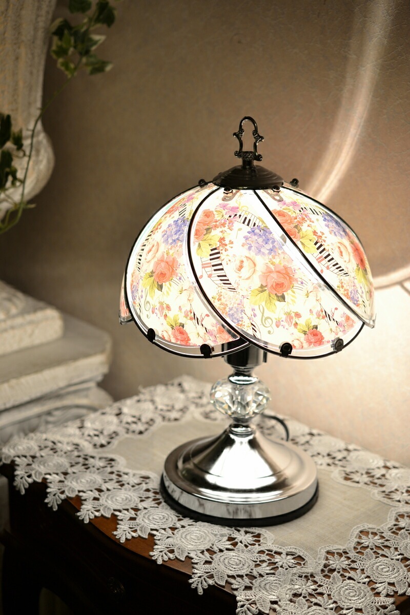 タッチランプL　【薔薇雑貨　ローズ雑貨　姫系雑貨　プリンセス　シャンデリア　タッチセンサー　贈り物　ライト　照明】