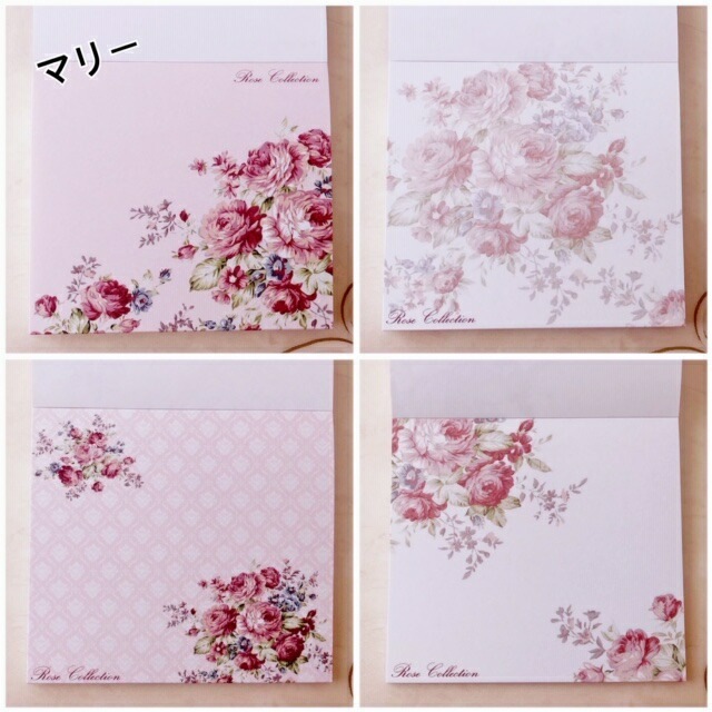 【メール便可】ブロックメモ帳　　ローズコレクション　【薔薇雑貨　ローズ雑貨　文房具　ステーショナリー　レターセット　お手紙】