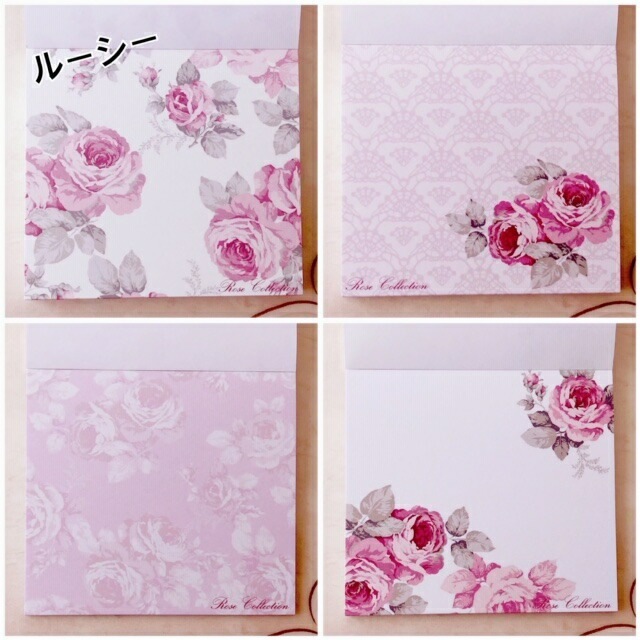 【メール便可】ブロックメモ帳　　ローズコレクション　【薔薇雑貨　ローズ雑貨　文房具　ステーショナリー　レターセット　お手紙】